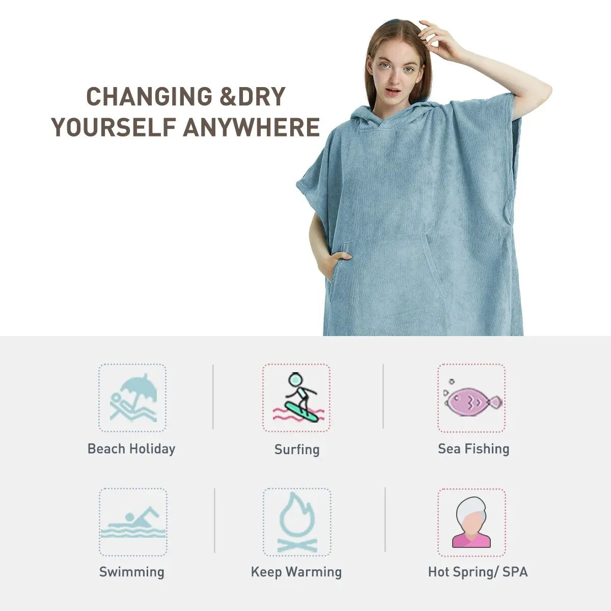 Quick-Dry Surf Poncho – Microfiber Beach Robe & Towel Hoodie