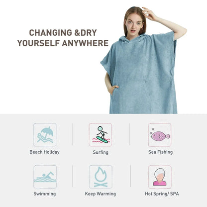 Quick-Dry Surf Poncho – Microfiber Beach Robe & Towel Hoodie