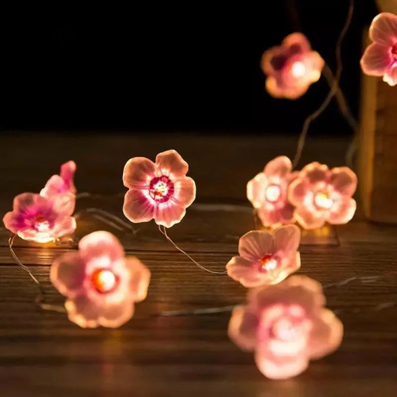 BlossomGlow: Pink Cherry Fairy Lights