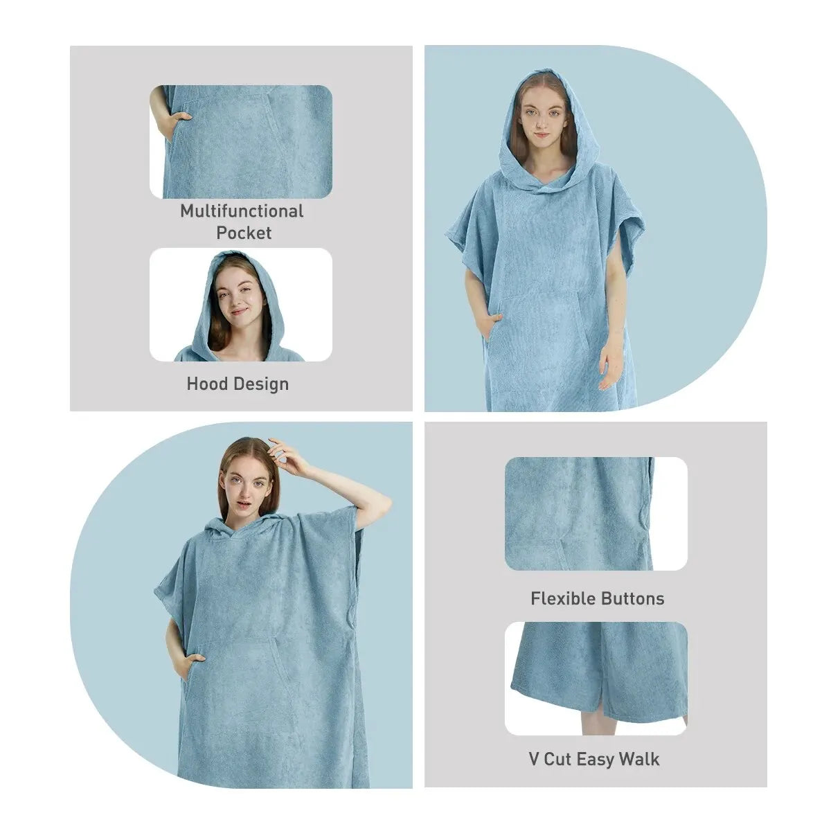 Quick-Dry Surf Poncho – Microfiber Beach Robe & Towel Hoodie